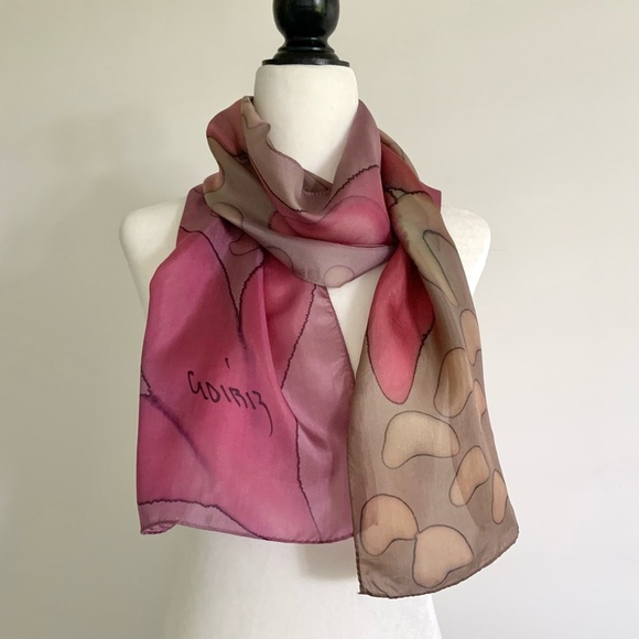 Hand painted abstract silk scarf - Picture 1 of 7